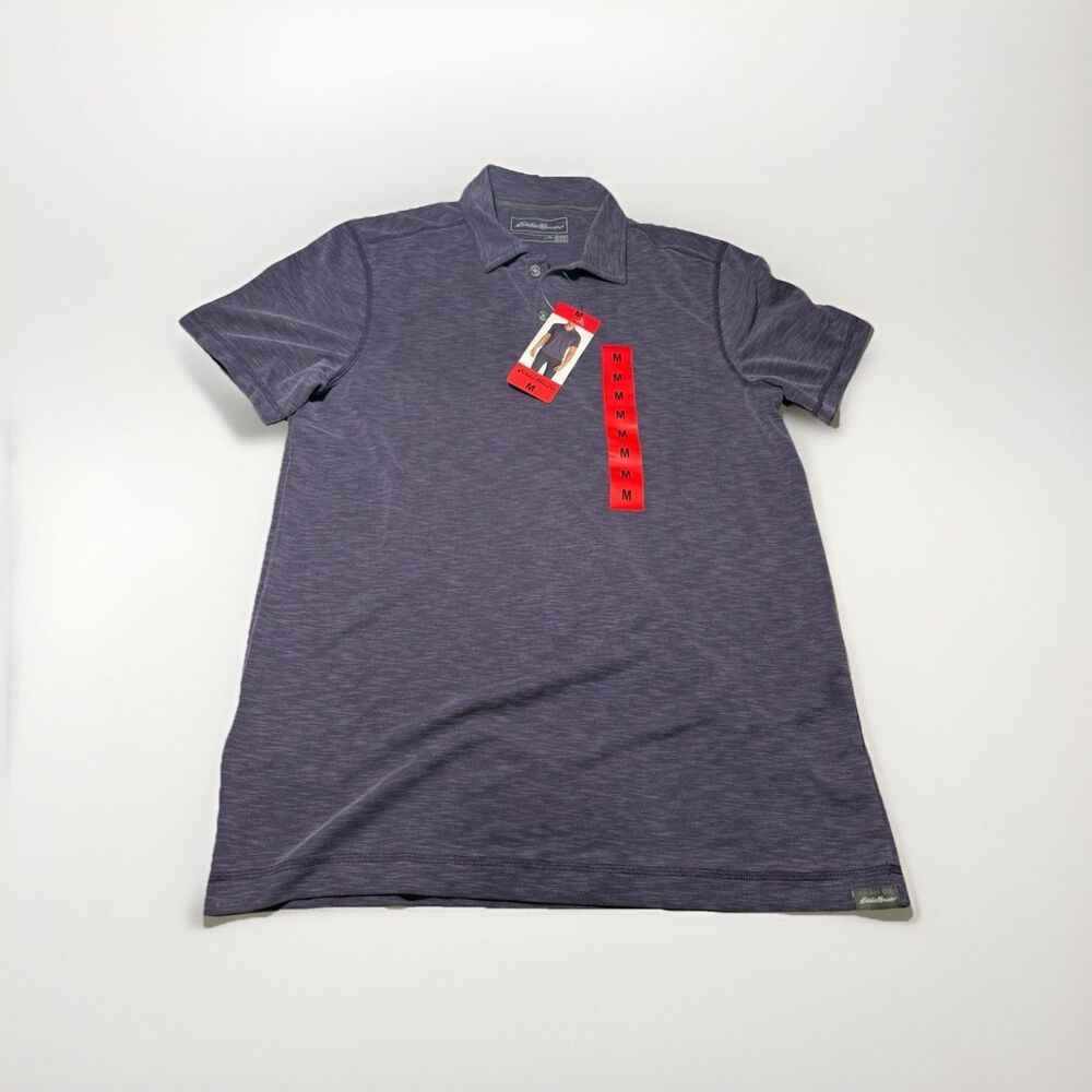 NWT 2 Pack Eddie Bauer Polo Shirt Men Medium Purple Short Sleeve Stretch Golf